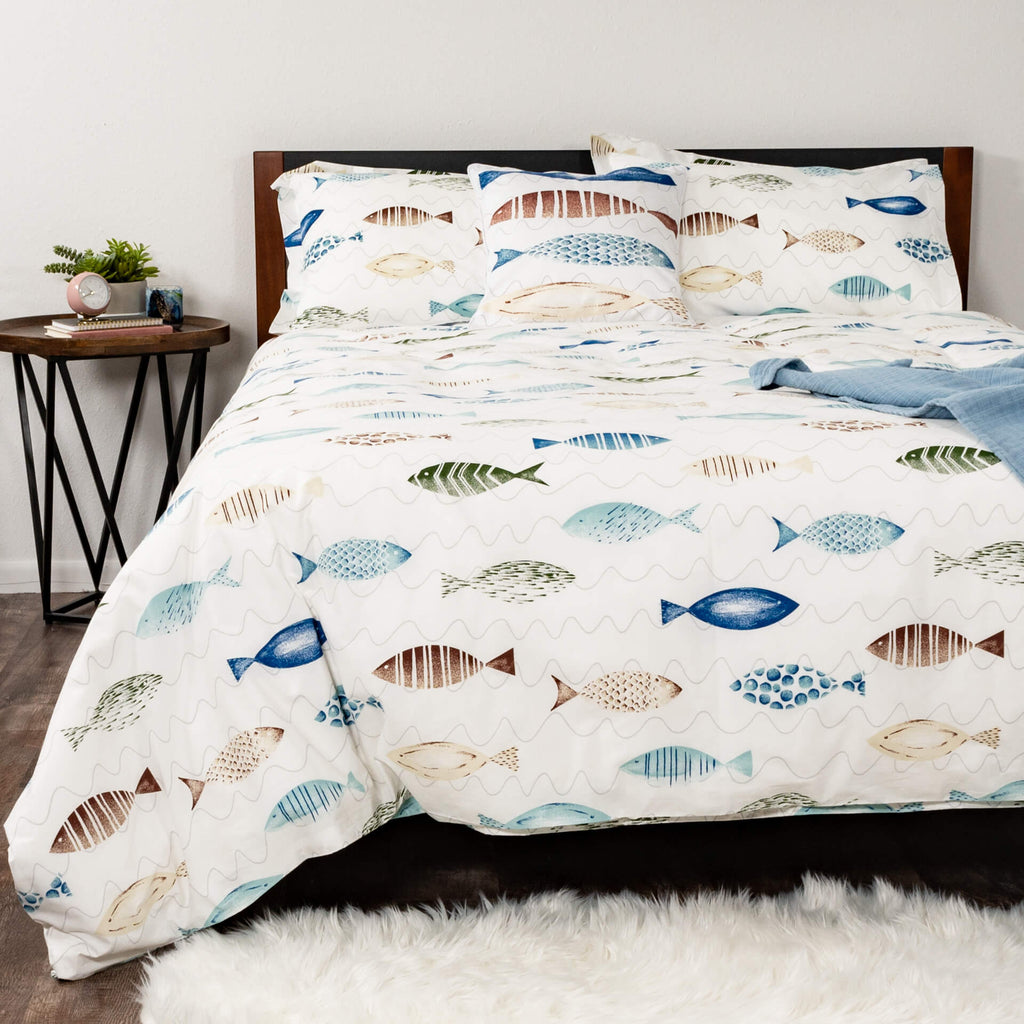 Making Waves 200 Thread Count Percale Duvet Cover Set - Ameridown 
