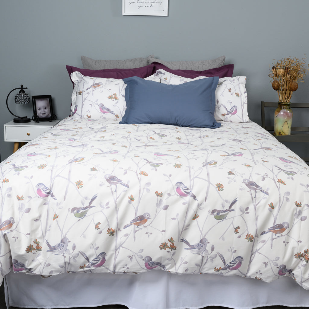 Songbird 300 Thread Count Wrinkle Free Duvet Cover Set Whole Bed Image