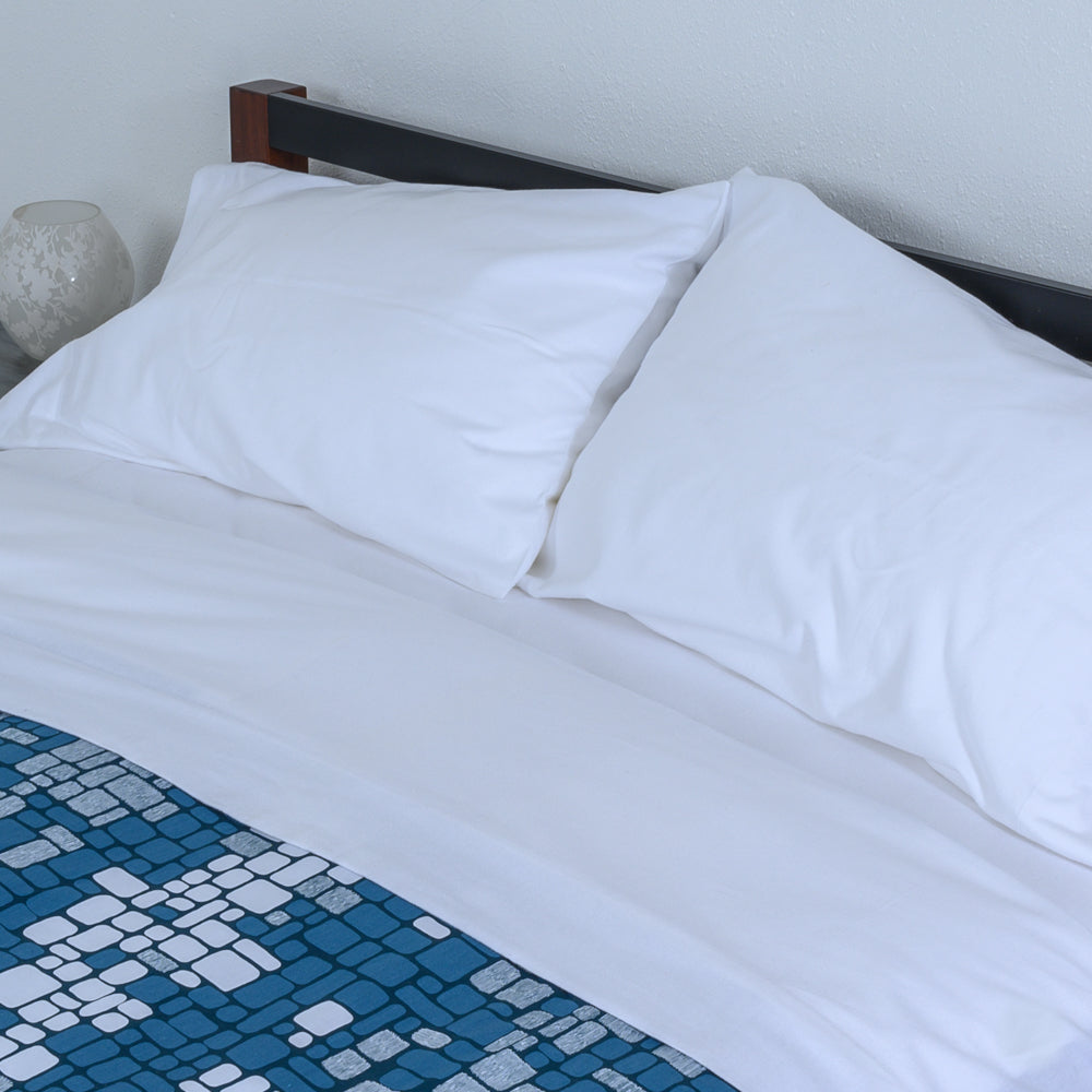 Velvet Flannel Sheet Set - White Bed Image
